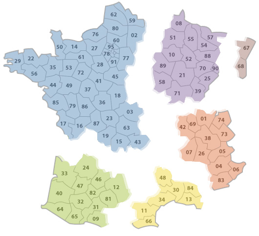 Carte de France plaquettes forestières